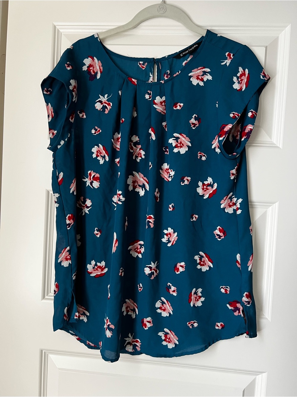41 Hawthorn Teal Floral Cap Sleeve Blouse